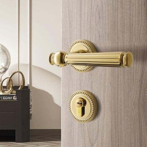 European Style Zinc Alloy Bedroom Mute Anti-theft Door Lock High Quality Household Interior Handle Split Door Lock Hardware