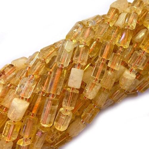 6x8mm Natural Yellow Citrines Beads 38cm Column Barrel DIY Loose Beads For Jewelry Making Beads Bracelet Necklace Women Gift