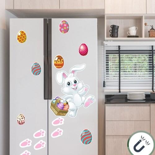 CT020 Easter Bunny Egg Magnetic Fridge Sticker Holiday Decoration Cartoon Waterproof Garage Door Decorative Wall Sticker