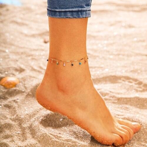 Colorful Beads Stone Anklets For Women 2019 Gold Chain Color Seeds Summer Ocean Beach Ankle Bracelet Foot Leg Jewelry Girl Gift