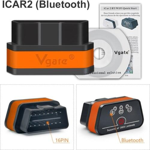 Hot Vgate icar2 Bluetooth/Wifi OBD2 Diagnostic tool ELM327 Bluetooth OBD 2 Scanner Mini ELM327 WiFi for Android/IOS/PC Code Read