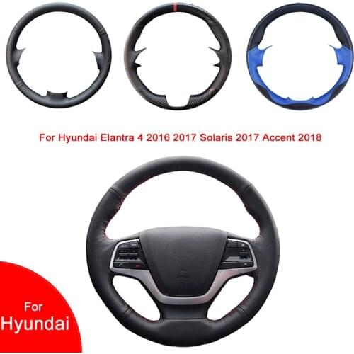 Breathable Punch Hand-Stitched Artificial Leather Car Steering Wheel cover For Hyundai Elantra 4 2016 2017 Solaris 2017 Accent