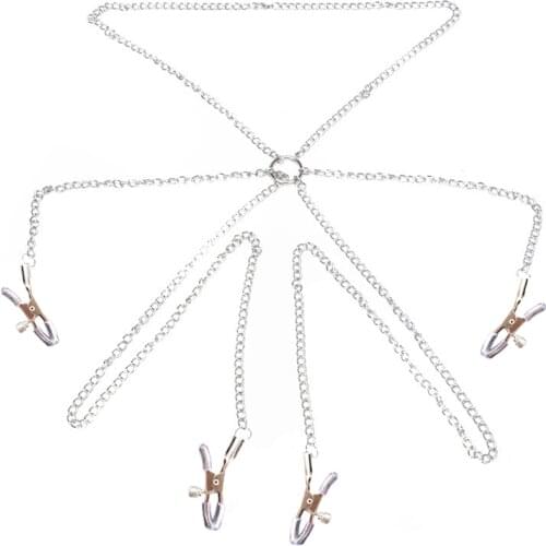 Women Exotic Toys For Labia Clip Clitoris Stimulator Vagina Speculum Nipple Clamp BDSM Bondage Thigh Spreader Strap chain