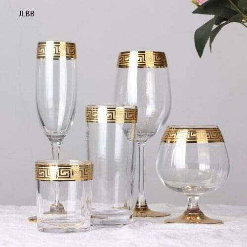 European style Glass goblet Red wine Juice Drink Champagne Goblet Party Barware Dinner Water Cup Home Decoration