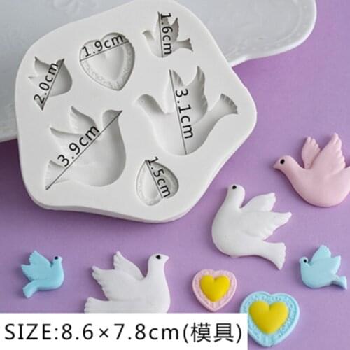 Flip sugar silicone mold, flat pigeon sun bird, peace pigeon love and happiness bird model baking cake decoration die WMJ-930