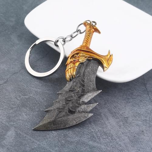 God Of War Kratos Blade of chaos Keychain Kratos Axe Demon knife Weapons Model Key Chain Chaveiro Men Car Keyring Jewelry Gift