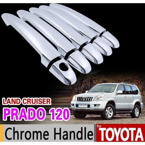 For Toyota Land Cruiser Prado 120 2003-2009 Chrome Handle Cover Trim Set J120 LC120 2005 2007 2008 Car Accessories Car Styling