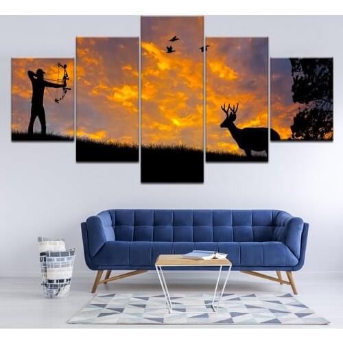 Canvas Painting Archery with sunset 5 Pieces Wall Art Painting Modular Sport Wallpapers Poster Print for living room Home Decor