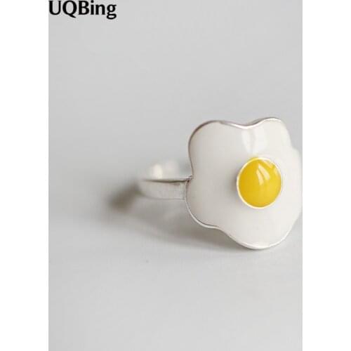 Sterling Silver 925 Rings For Woman Sterling Silver Fried Eggs Open Ring Jewelry For Valentines Day Gift anillo de plata anello