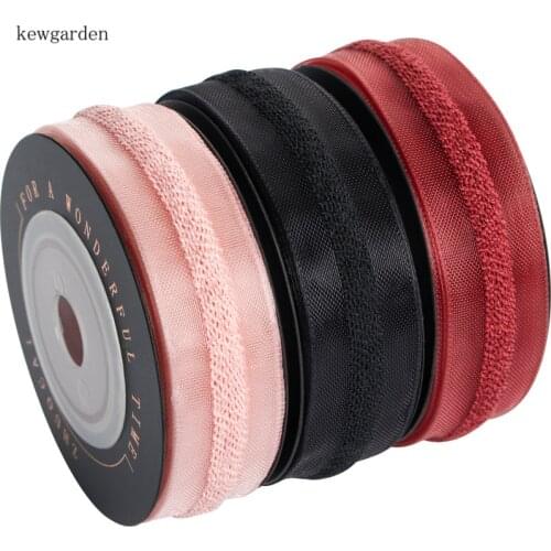 Kewgarden Sandwich Voile Ribbons DIY Brooch Hair Bowknot Lace Gauze Satin Ribbon 1" 1.5" 5/8" Handmade Tape Packing Riband 5Y