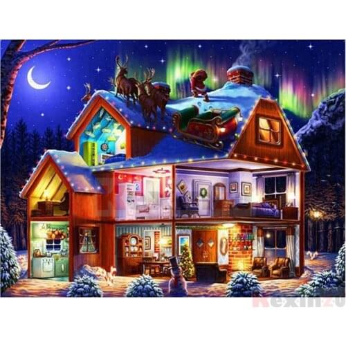 Kexinzu Full 5D DIY Square/Round Drill Diamond Painting "Forest hut" 3d Diamond Embroidery Cross Stitch Decor Gift D13