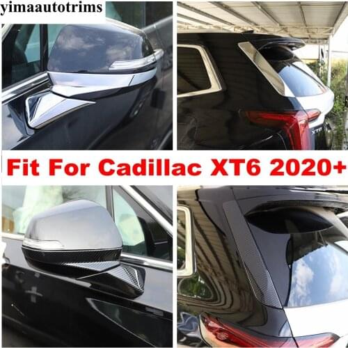 Rear Window Sequin / Rearview Mirror Rubbing Strip Cover Trim ABS Chrome / Carbon Fiber Look Exterior For Cadillac XT6 2020 2021