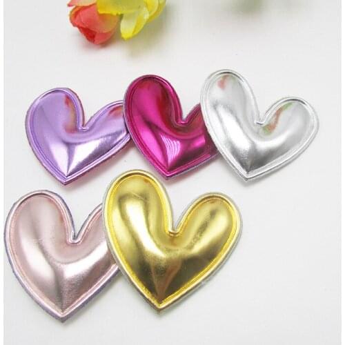 PU patches 4.8cm Padded Felt heart shape 20pcs/lot garment appliques for decoration DIY hair accessories