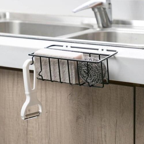 Wall Mounted Wrought Iron Sink Rack Pool Rag Draining Shelf Kitchen Sink Sponge Storage Rack Holder
