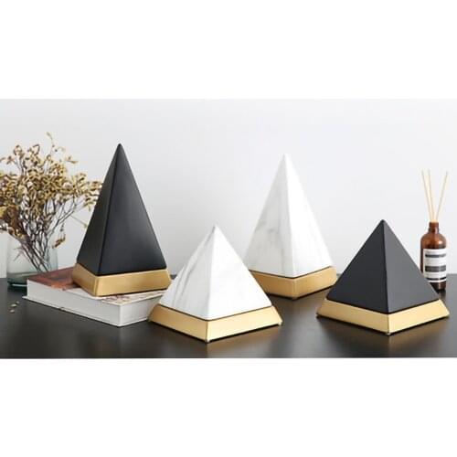 Nordic Light Luxury Ceramic Pyramid Ornaments Creative White Porcelain Marble Pyramid Crafts Modern Living Room Home Decoration