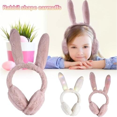 2019 New Fashion Children Plush Earmuff Light Ear Muffs Kids Lovely Winter Warmer Ear Muffs Rabbit Fur Thicken Plush Ear Cover