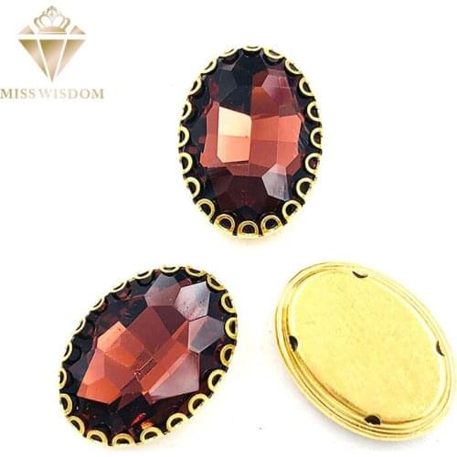 NEW Wine red oval glass crystal sew on rhinestones gold bottom lacy shape claws 6X8/8X10/10X14/13x18mm Diy clothing accessories