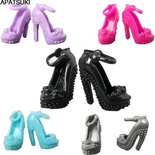 5pair/lot Mix Color Random High Heels Shoes for Barbie Doll Sandals Doll Shoes for 1/6 BJD Dolls 11.5" Accessories Girl Kid Toy