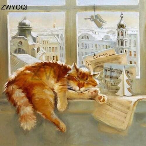 Full Round Diamond painting Cross stitch Cat music score DIY3D Diamond mosaic Cat Full Square Diamond embroidery Cat music score