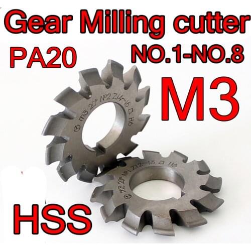 M3 Modulus PA20 1#-8# HSS Gear Milling cutter Free shipping