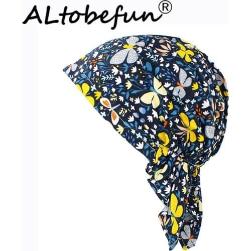 ALTOBEFUN Lady Women Rural Caps Classical Girl Bandanas Hip-hop Stretchy Turban Cap Female Headwear Chemo Hat Polyester BD099