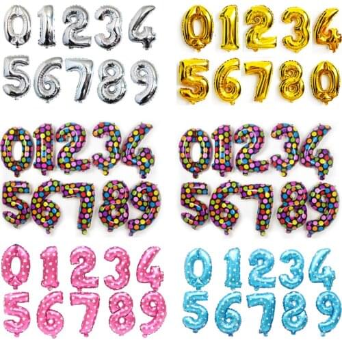 16/32inch Number Aluminum Foil Balloons Rose Gold Silver Digit Figure Balloon Child Adult Birthday Wedding Decor Party Supplies