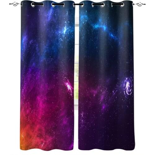 Universe Starry Sky Purple Starlight Vortex Windows Curtains For Living Room Bedroom Decor Kitchen Curtains Drapes Treatments