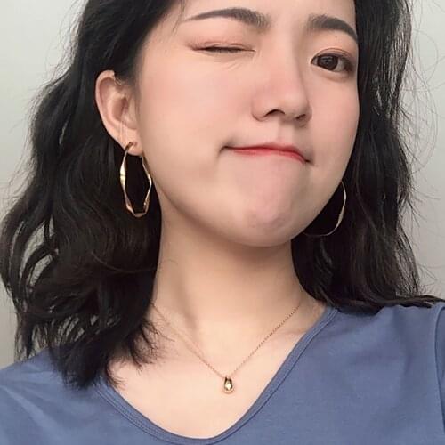 SRCOI Wave Twisted Circle Geometric Round Earrings Gold Silver Color Minimalist Metal Hoop Earrings For Women Mini Small Hoops