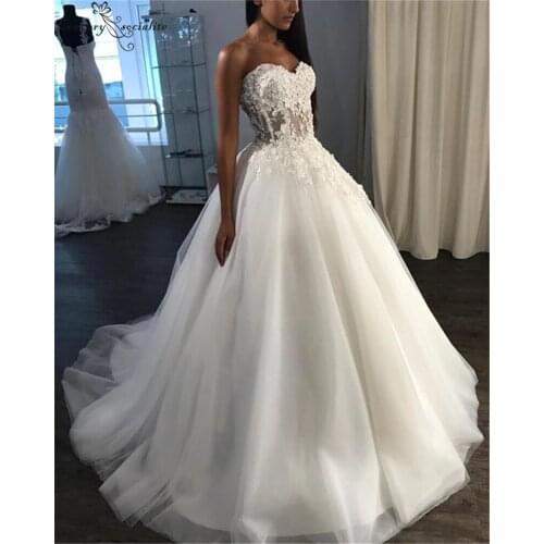 Boho Wedding Dresses Plus Size Flowers Sweetheart Corset Back Illusion Top A-Line Bridal Gowns Bride Dress Vestido De Noiva