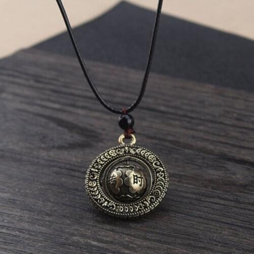 Time comes and goes necklace for Men Spinner Fortune Pendant Stainless Steel Religious Buddhism Lotus Jewelry