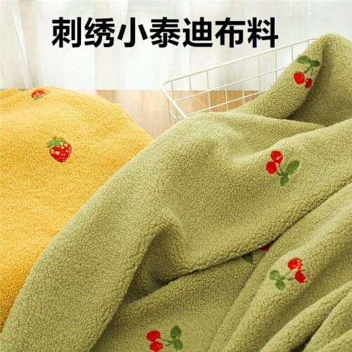 Embroidered plush fabric,Clothing toy handmade diy fabric,faux fur fabric