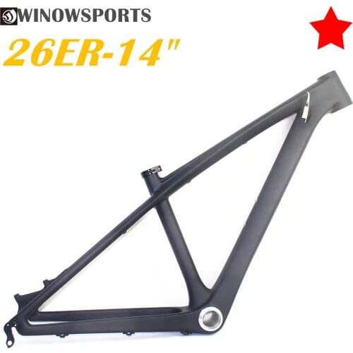Winowsports carbon frame moutain bike 26er 14 inch mtb hardtail for XC children kids bike 3k weave BB92 high quality bxt frame