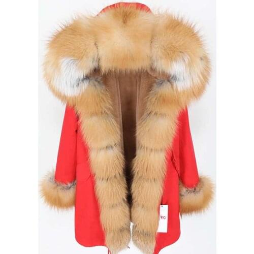2020 fashion real fox fur coat winter jacket women long parkas oversize big fur outwear detachable casual
