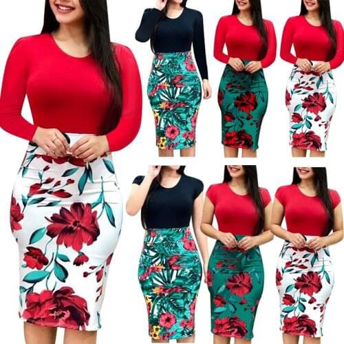 Ladies sexy print hip dress Sexy Womens short sleeves Floral Printed Holiday Party Short Dress plus-size 2019 summer clip robe