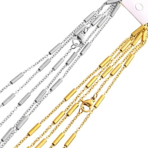 5pcs/lot Width 1.5mm Stainless Steel Gold Satellite Cable Link with Pipe Chain Necklace Chains for DIY Jewelry Findings Making