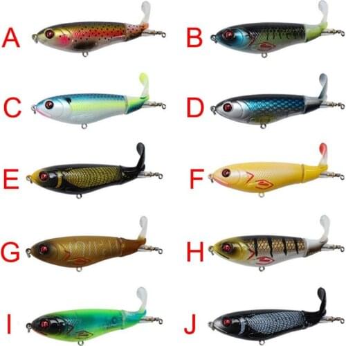 1 pc Topwater Fishing Lure Artificial Hard Bait 3D Eyes With Soft Rotating Tail Fishing Tacklez
