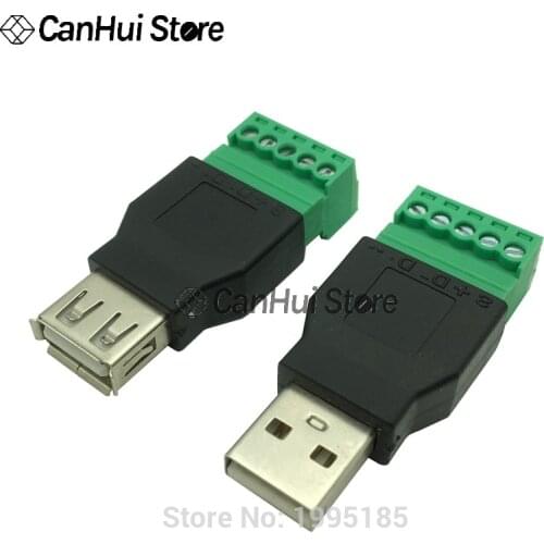 1Pcs USB-A Female/Male to screw connector USB plug with shield connector USB 2.0 Male/Female Jack USB female to screw terminal