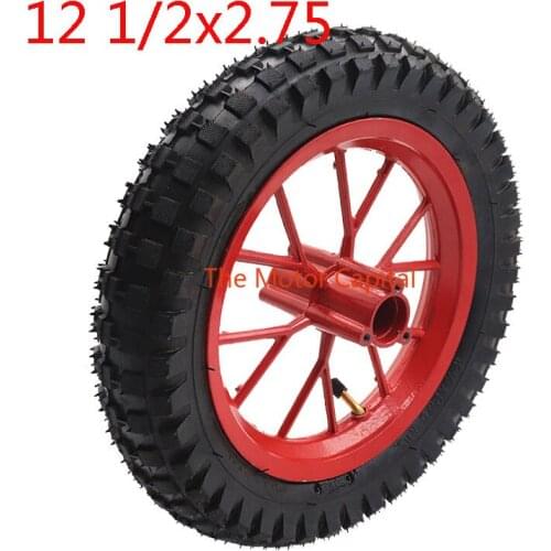 12 1/2 X 2.75 Tire with Aluminum Wheel Hub for 12.5 Inch 49CC Dirt Bike MX350 MX400 Scooter Tire Red Wheel
