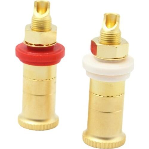 2Pcs HIFI Copper gold plated banana binding post amplifier ternminal banana jack audio adapter