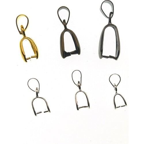 20pcs 5.8x16mm 6.5x20mm Copper Necklace Pendant Clip Clasp Pinch Clip Bail Connectors Bail Beads for DIY Jewelry Making Findings