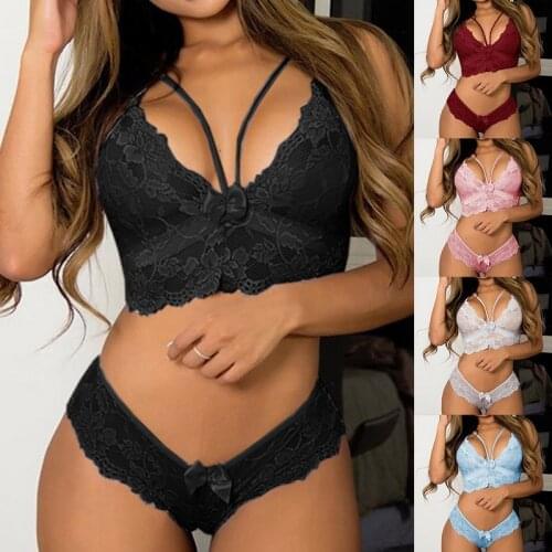 2021 New Sexy Womens Underwear Set Lingerie Bra Party Set Transparent Erotic Lingerie Brassiere Sexy Nightwear