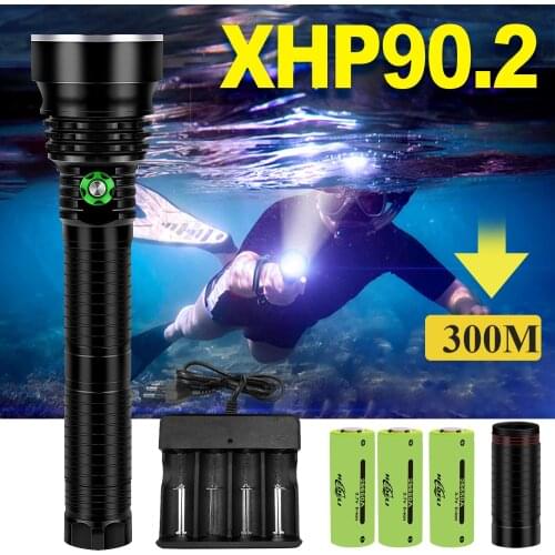 300 IPX8 Professional XHP90 Led Diving Flashlight Led Xhp70 Underwater Lamp Xhp50 Scuba Diving Torch Lamp White And Yellow Light
