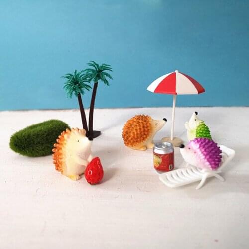 4pc Mini Hedgehog Family Animal Model Decoration Figurine Home Decor Miniature Toy Craft Garden Fairy Ornament DIY Accessories