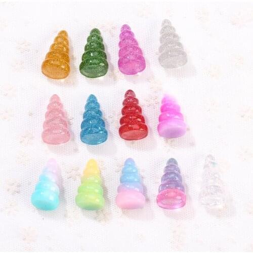 5pcs 36*17mm Multicolor resin unicorn horn charms for Jewelry necklace pendant making resin cabochons for DIY decoration