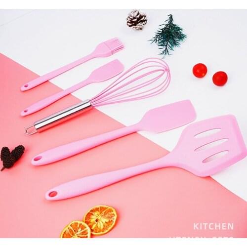 5Pcs Non-Stick Silicone Cream Spatula Scraper Spoon Oil Brush Heat-Resistant Spatulas Flexible Kitchen Utensils Baking Cooking