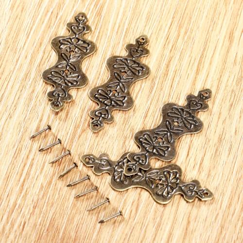 56*20mm/2.2"*0.79" Antique Bronze Corner Bracket Jewelry Box Wood Case Leg Corner Protector Furniture Fittings w/Nails 4x