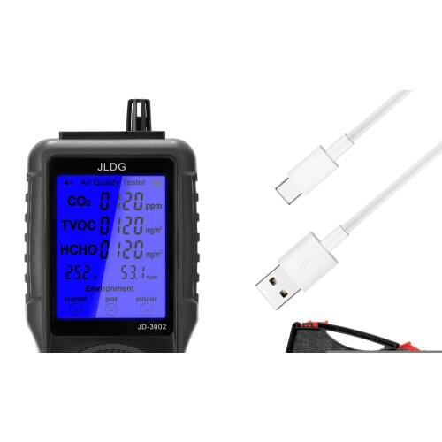 Air Quality Monitor CO2 TVOC TesterUSB Charging Air Analyzer Digital Display Screen Temperature Humidity Meter Monitor Gas Test