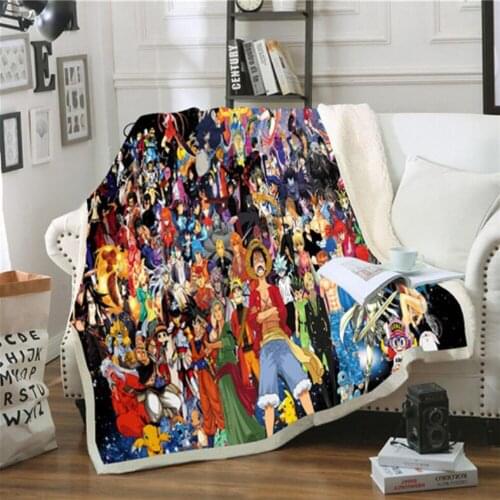 Anime One Piece Blanket Design Flannel Fleece Blanket Printed Sofa Warm Bed Throw Blanket Adult Sherpa Blanket style-5