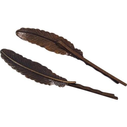 Antique Bronze 100piece 55mm Hair Pins with Feather Hairpins Jewelry Findings Hair accessories Wholesale HPF53