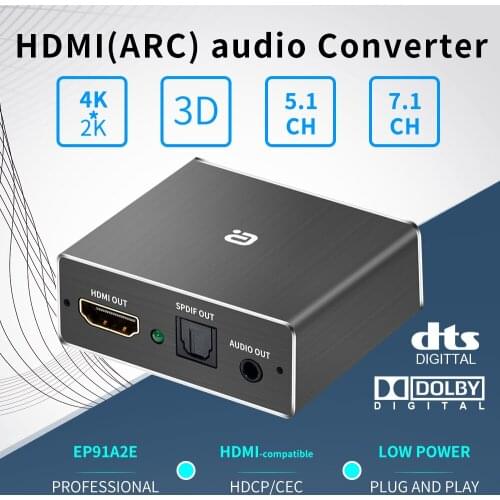 Audio splitter extractor 4K 60hz HDMI-compatible To Audio Extractor 5.1CH ARC audio output stereo SPDIF signal Switch HD365